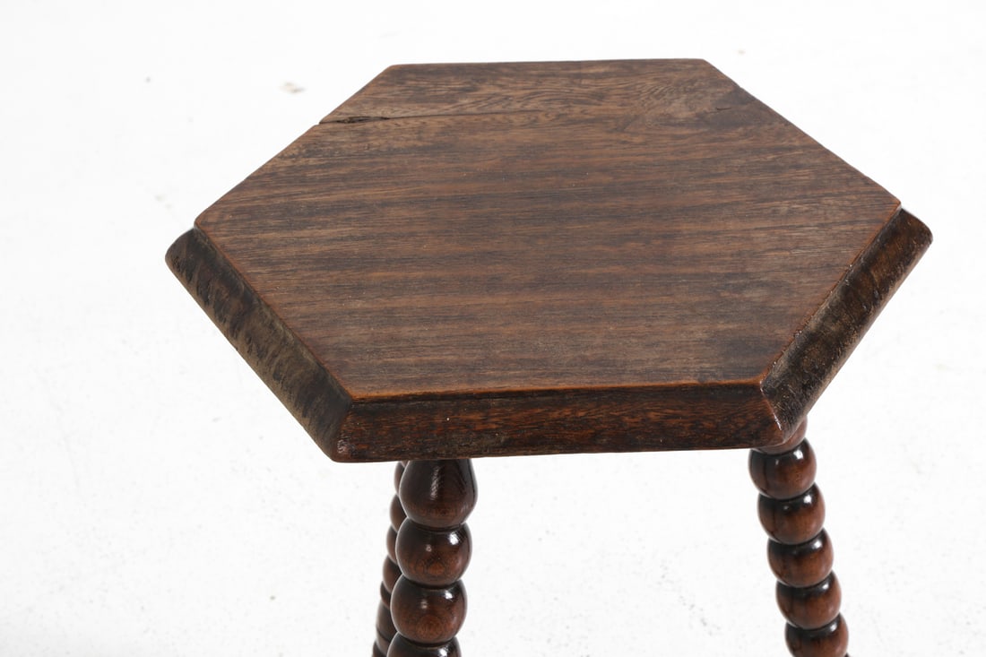 DUTCH ART DECO HEXAGONAL OAK SIDE TABLE 1920S - 5