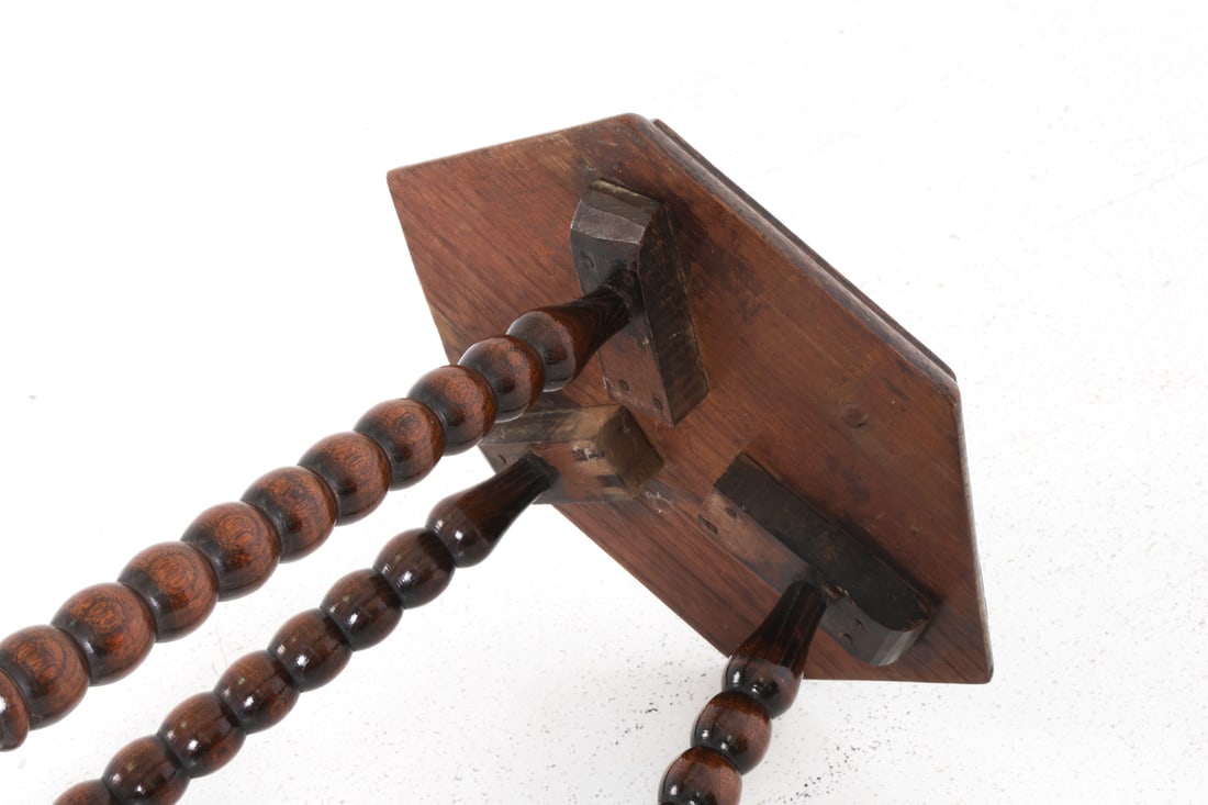 DUTCH ART DECO HEXAGONAL OAK SIDE TABLE 1920S - 8