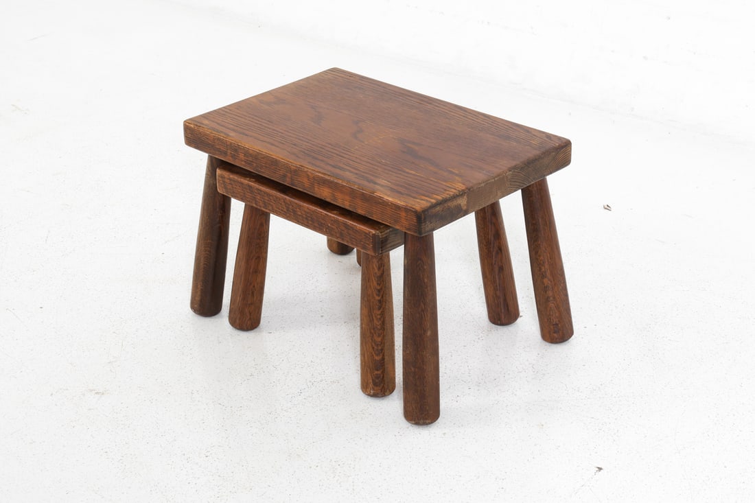 DANISH OAK NESTING STOOLS C. 1950S - 2