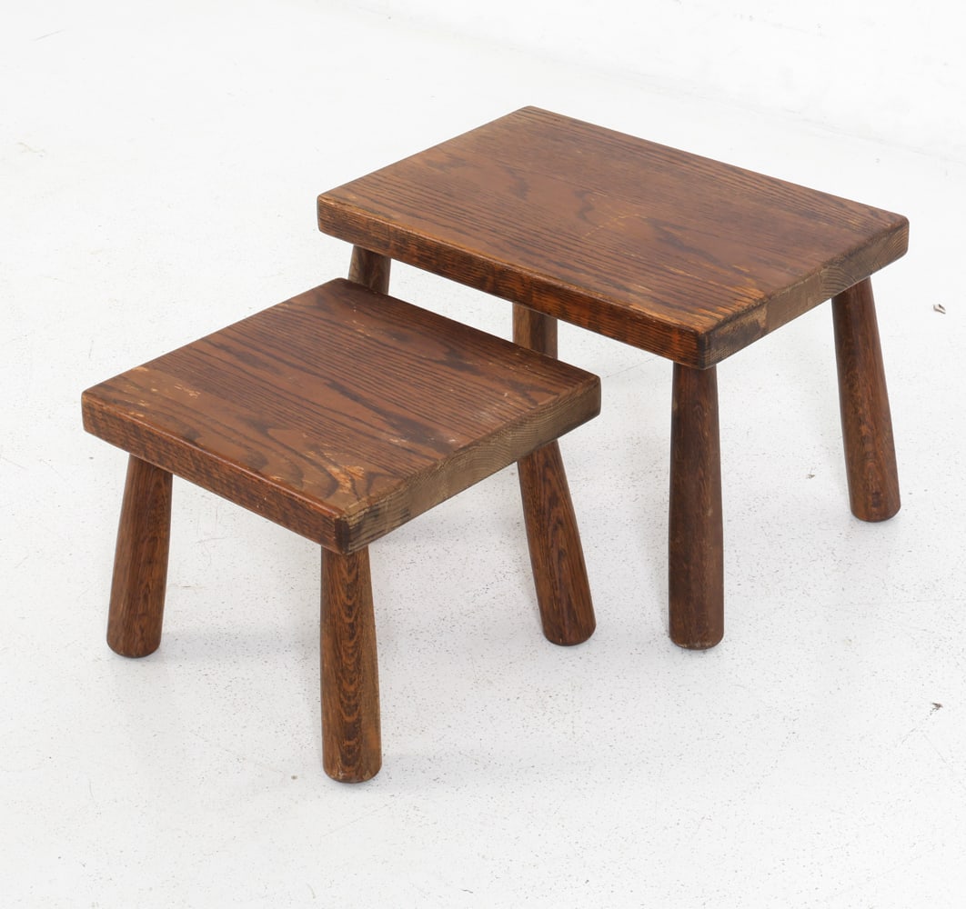 DANISH OAK NESTING STOOLS C. 1950S - 3