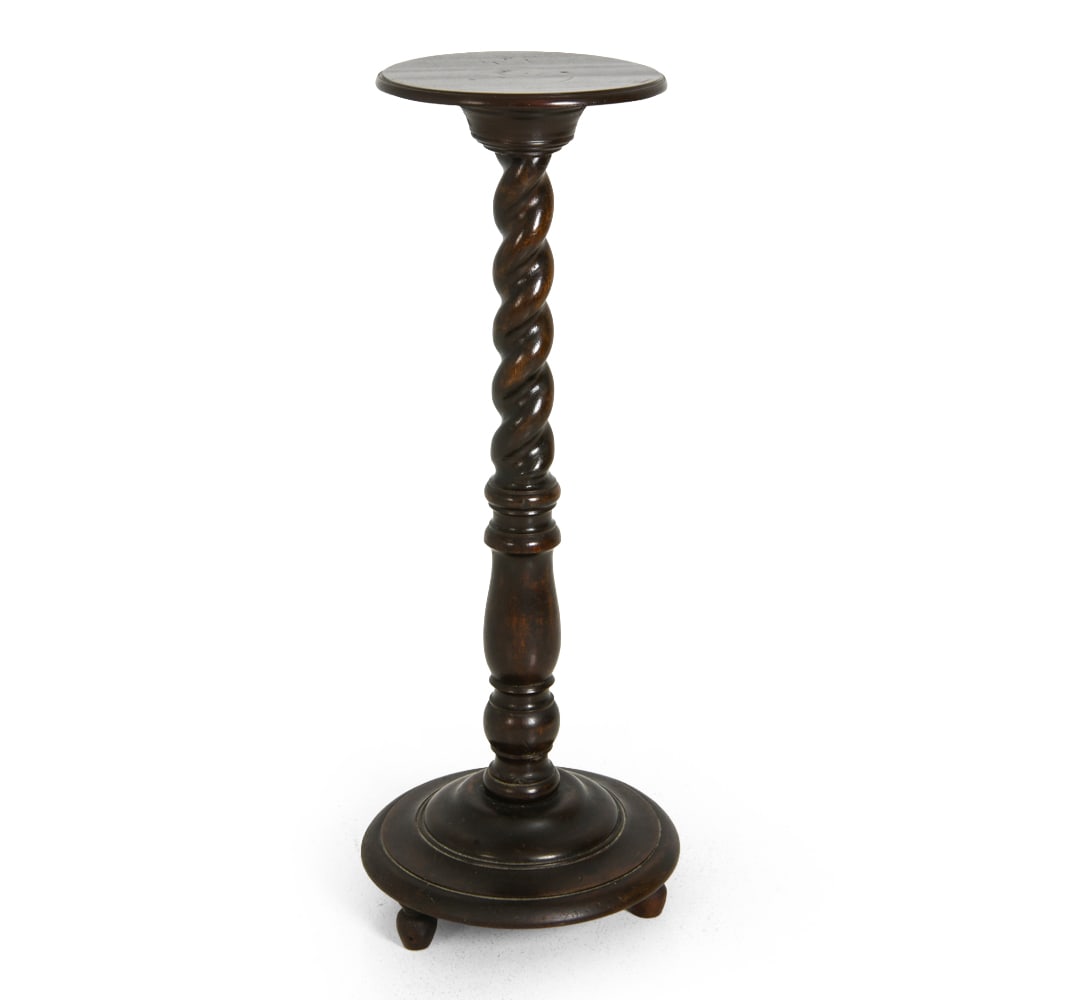 DUTCH ART DECO TURNED OAK PEDESTAL C. 1920S (1 of 13)