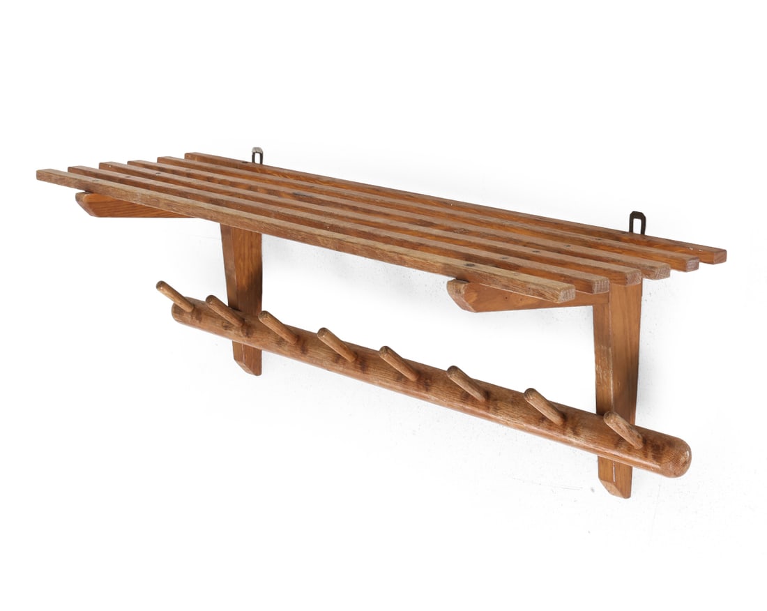 SCANDINAVIAN OAK COAT AND HAT RACK C. 1970S (1 of 14)