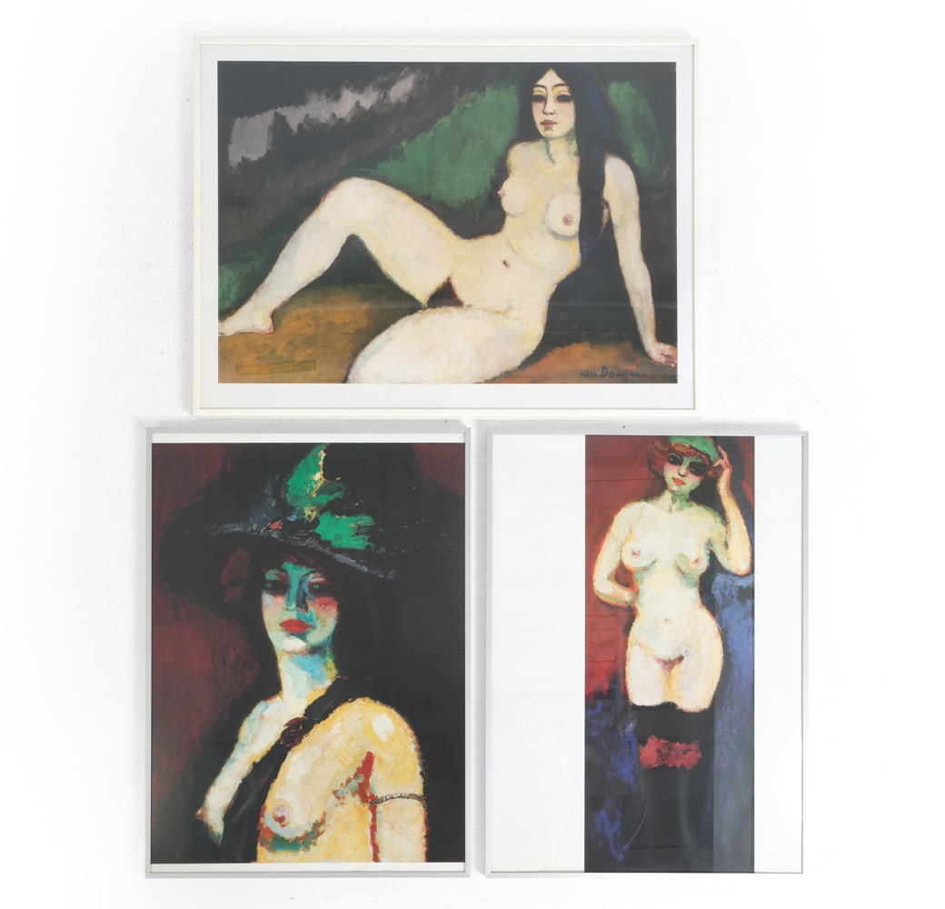 FEMALE NUDES PRINT GROUPING C. 1970S: Dimensions: (Largest) H 24" x W 31.75" (Sight) H 23" x W 30.75". Condition: One with scallop chip to corner of glass. PT177
