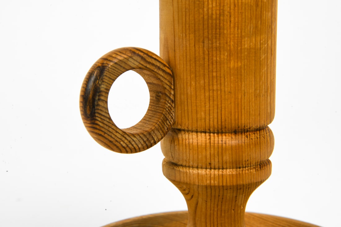 SWEDISH PINE CANDLESTICK FORM TABLE LAMP C. 1970S - 7