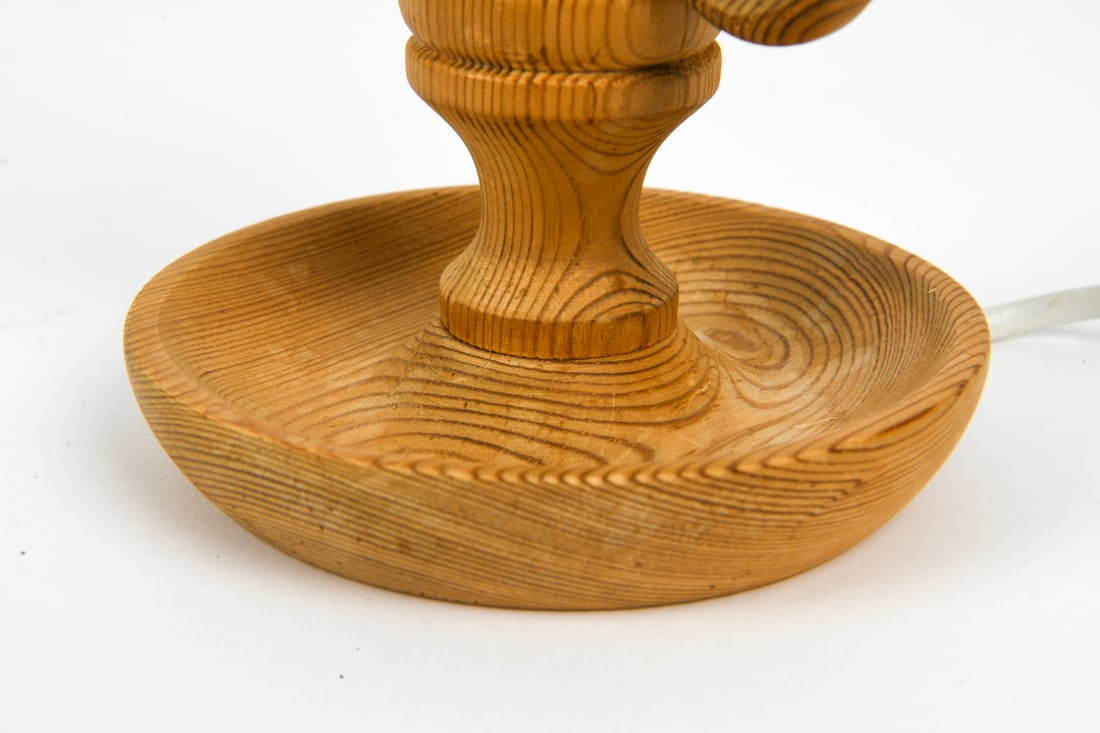 SWEDISH PINE CANDLESTICK FORM TABLE LAMP C. 1970S - 8