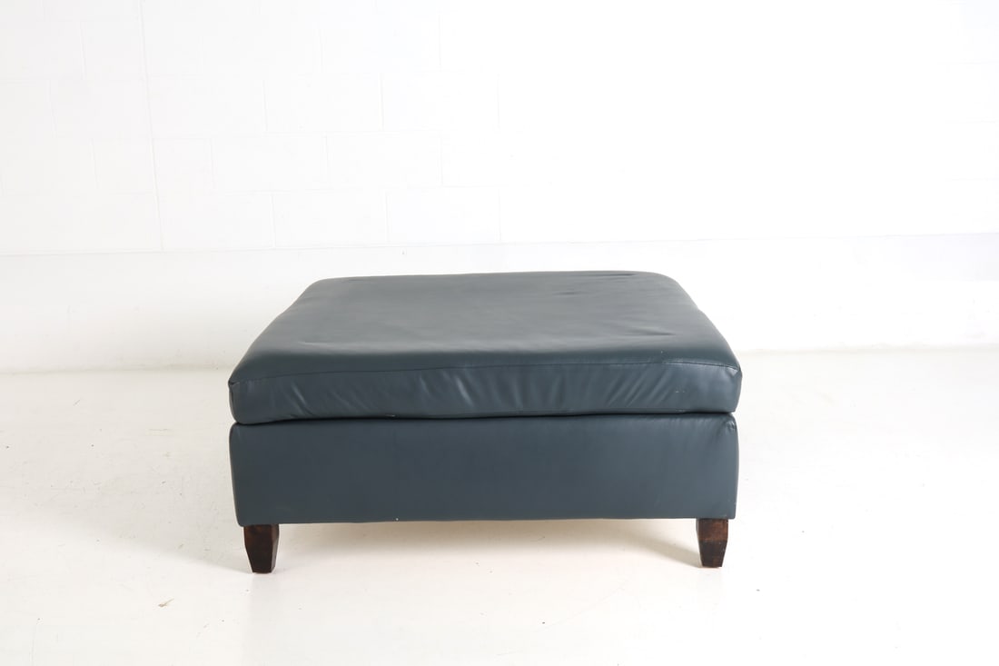 BAKER STYLE LEATHER OTTOMAN - 2
