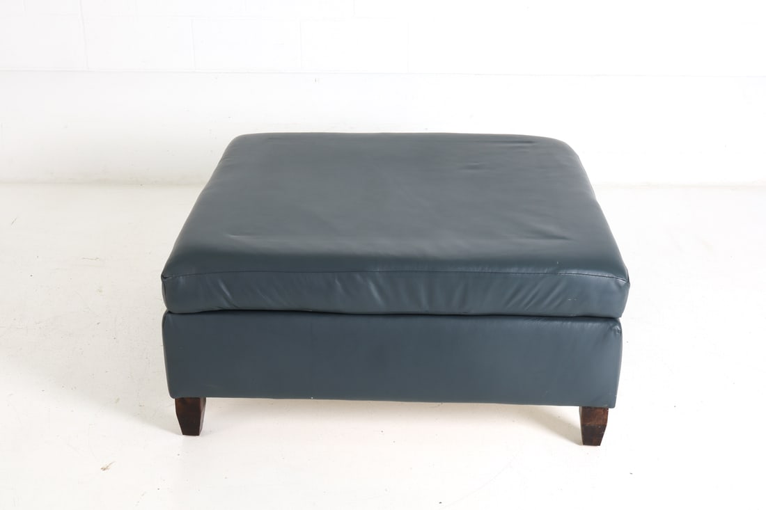 BAKER STYLE LEATHER OTTOMAN - 3
