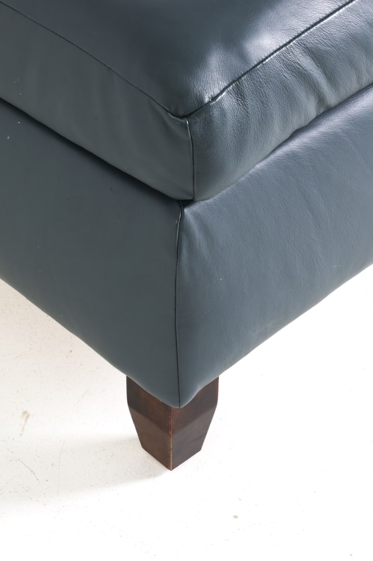 BAKER STYLE LEATHER OTTOMAN - 7