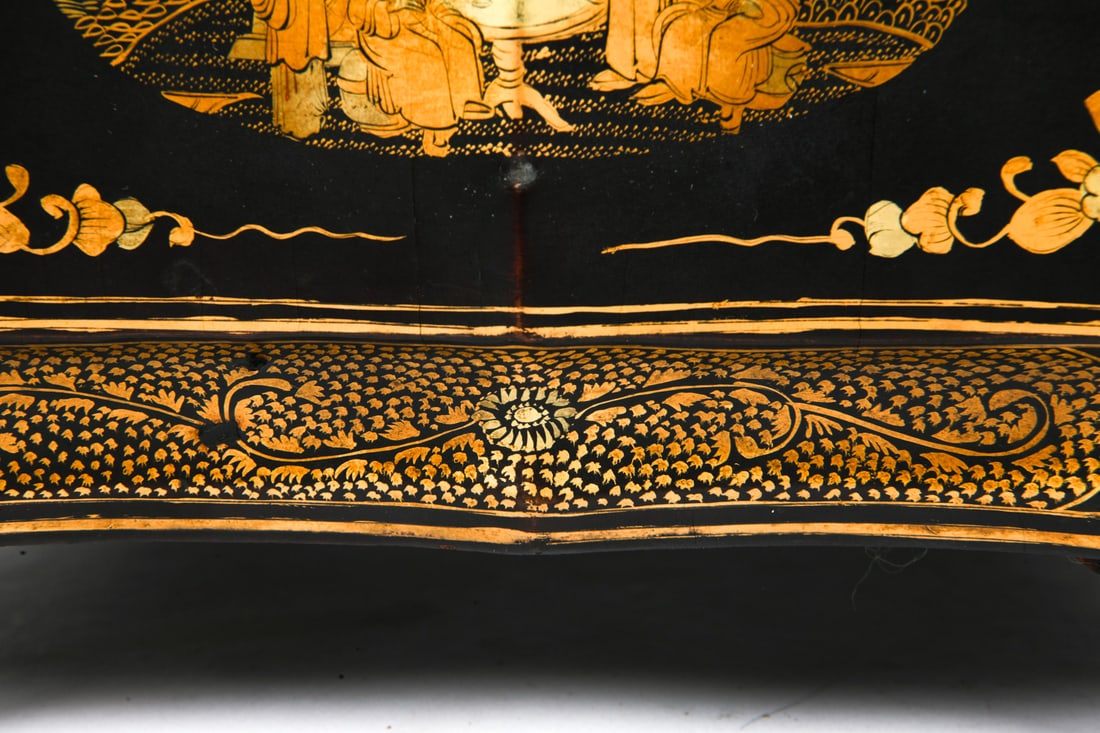 CHINESE EXPORT BLACK LACQUER SEWING BOX - 13