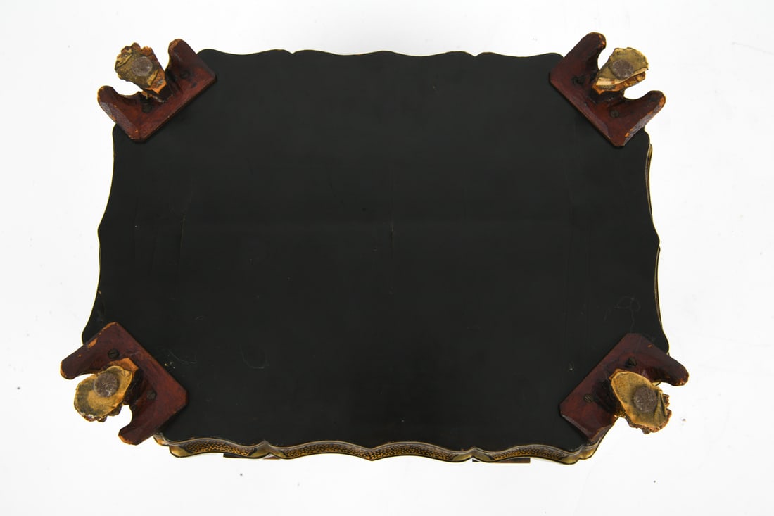 CHINESE EXPORT BLACK LACQUER SEWING BOX - 14