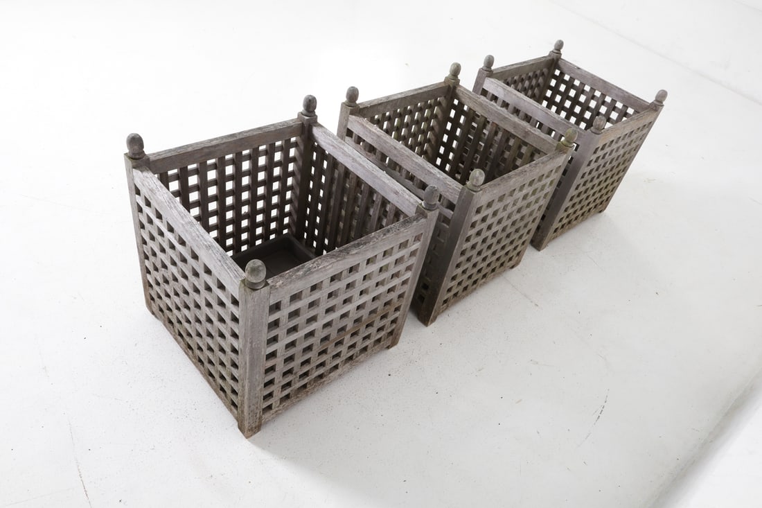 OUTDOOR TEAK PLANTER GROUPING - 11