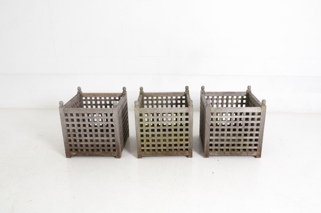 OUTDOOR TEAK PLANTER GROUPING - 3