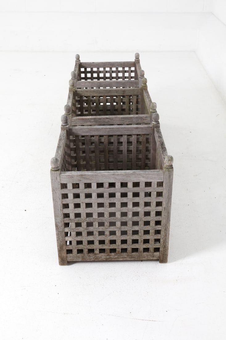 OUTDOOR TEAK PLANTER GROUPING - 5