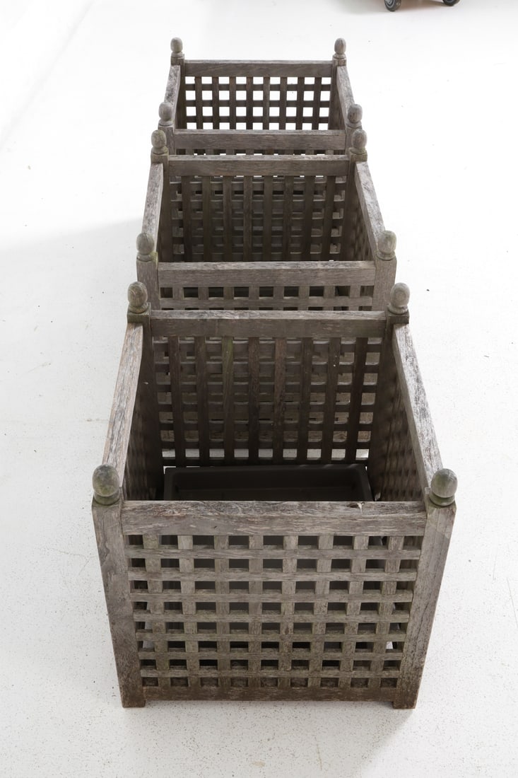 OUTDOOR TEAK PLANTER GROUPING - 7