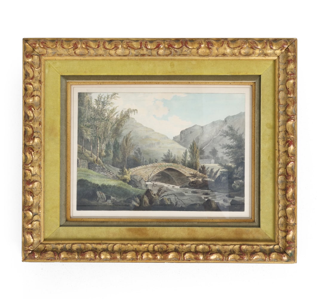 19TH C. BRITISH LANDSCAPE WATERCOLOR ON PAPER: Dimensions: Frame H 18" x W 22". Sight H 11" x W 15". Condition: Not examined out of frames. Dings to frames. Wear consistent with age.