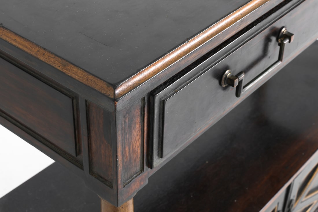 EBONIZED AND GILDED CONSOLE TABLE - 8