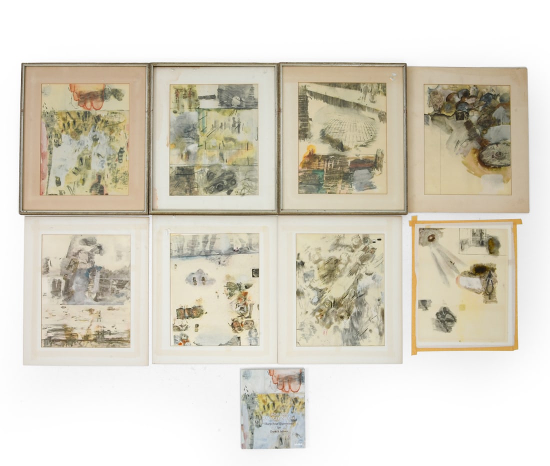 ROBERT RAUSCHENBERG (1925-2008) PRINT GROUPING: Grouping of prints from the Dante's Inferno series. Includes book published by the Museum of Modern Art. Dimensions: Frames H 19.5" x W 16.5". Sight H 14.25" x D 11.5". Condition: Framed pieces not
