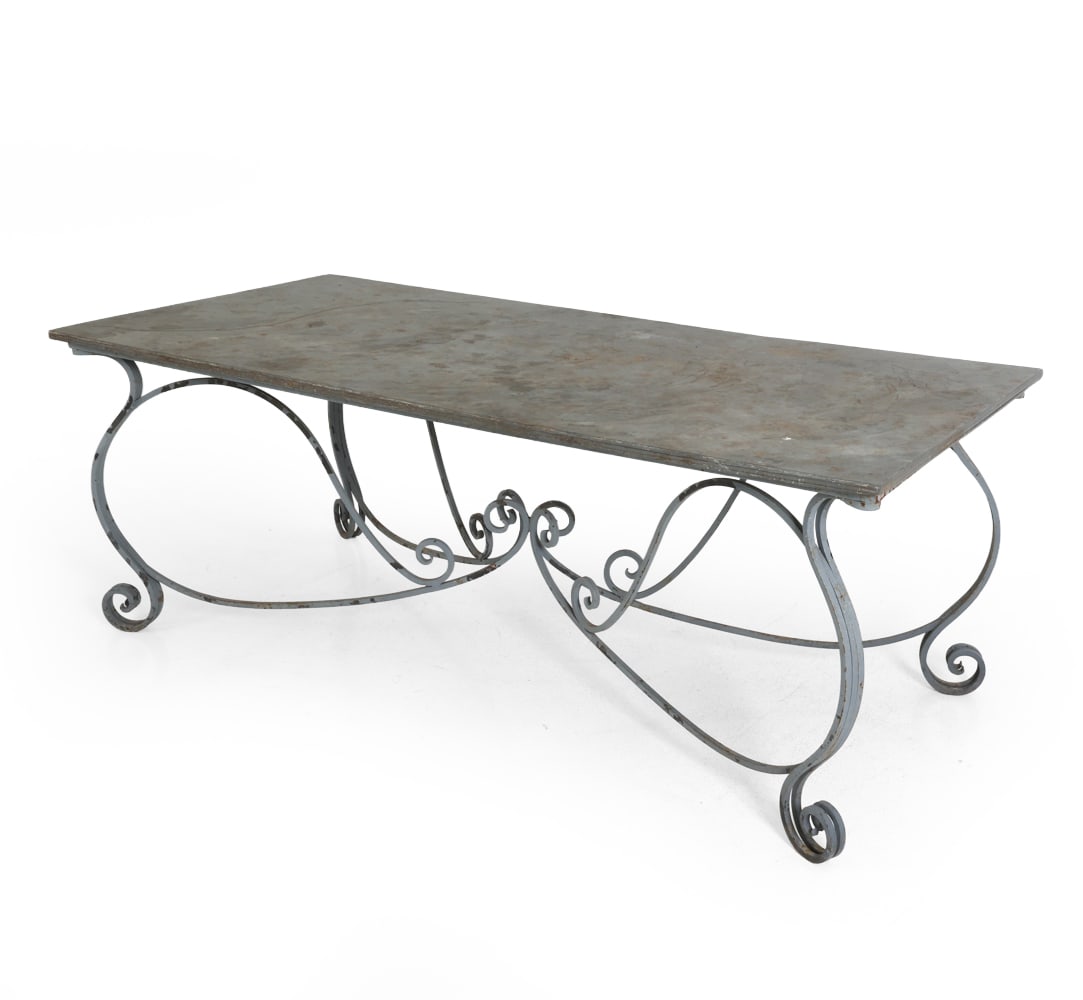 SLATE AND WROUGHT IRON PATIO TABLE (1 of 15)