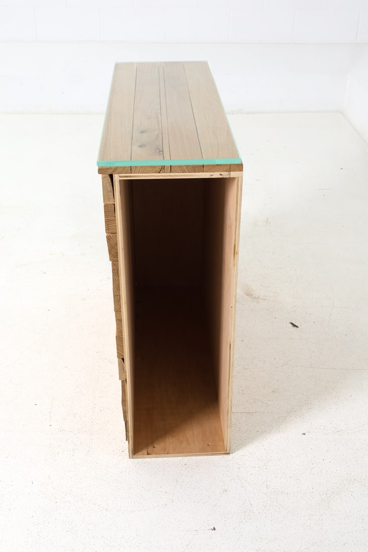 CUSTOM BRUTALIST WOODEN CONSOLE TABLE - 5