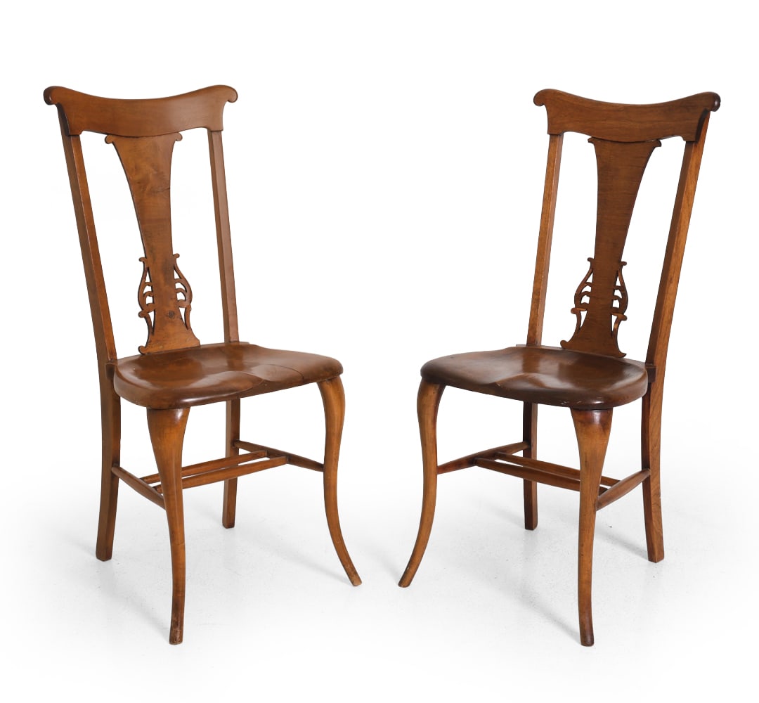 PAIR OF VINTAGE CARVED HIGH-BACK DINING CHAIRS (1 of 14)