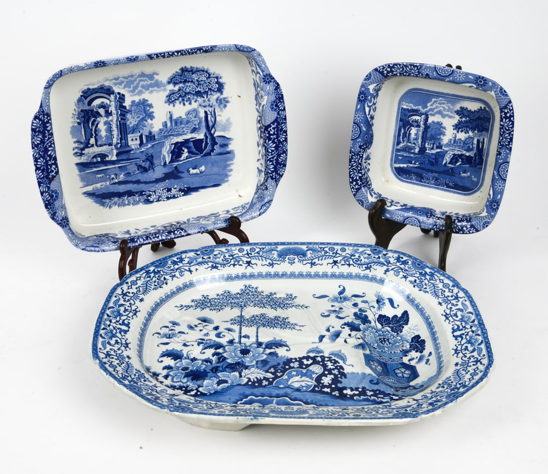 BLUE & WHITE TRANSFERWARE CERAMIC GROUPING - 2