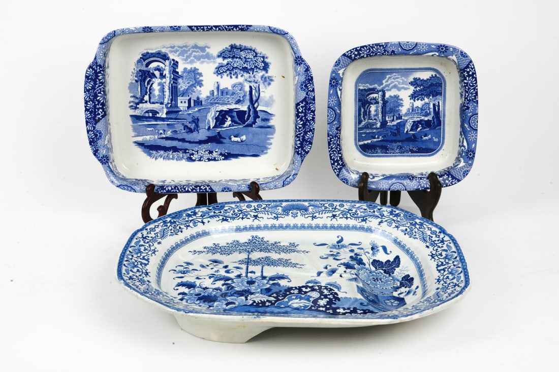 BLUE & WHITE TRANSFERWARE CERAMIC GROUPING - 4