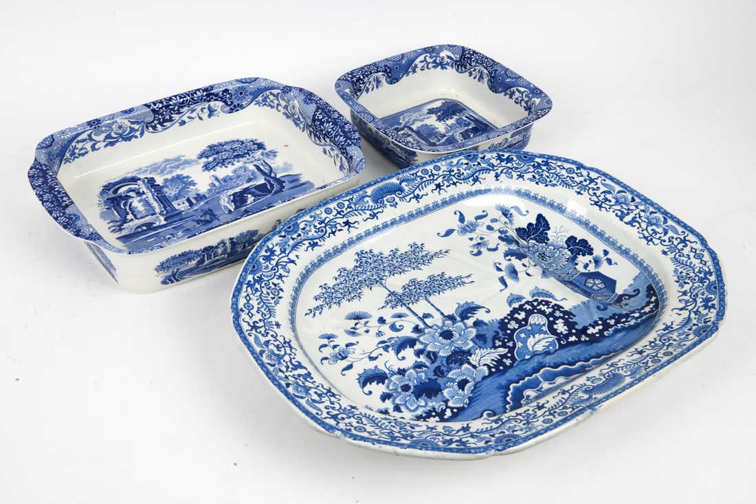 BLUE & WHITE TRANSFERWARE CERAMIC GROUPING - 9