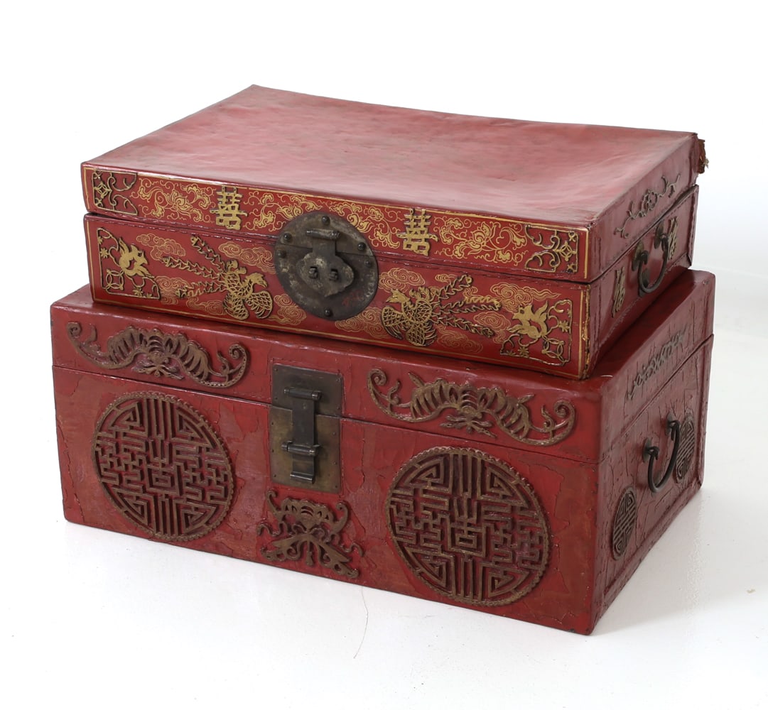 (2) ANTIQUE CHINESE LACQUER BOXES - 2