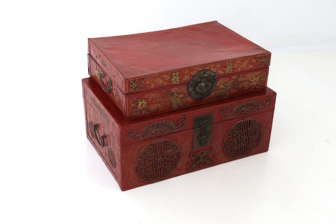(2) ANTIQUE CHINESE LACQUER BOXES - 6