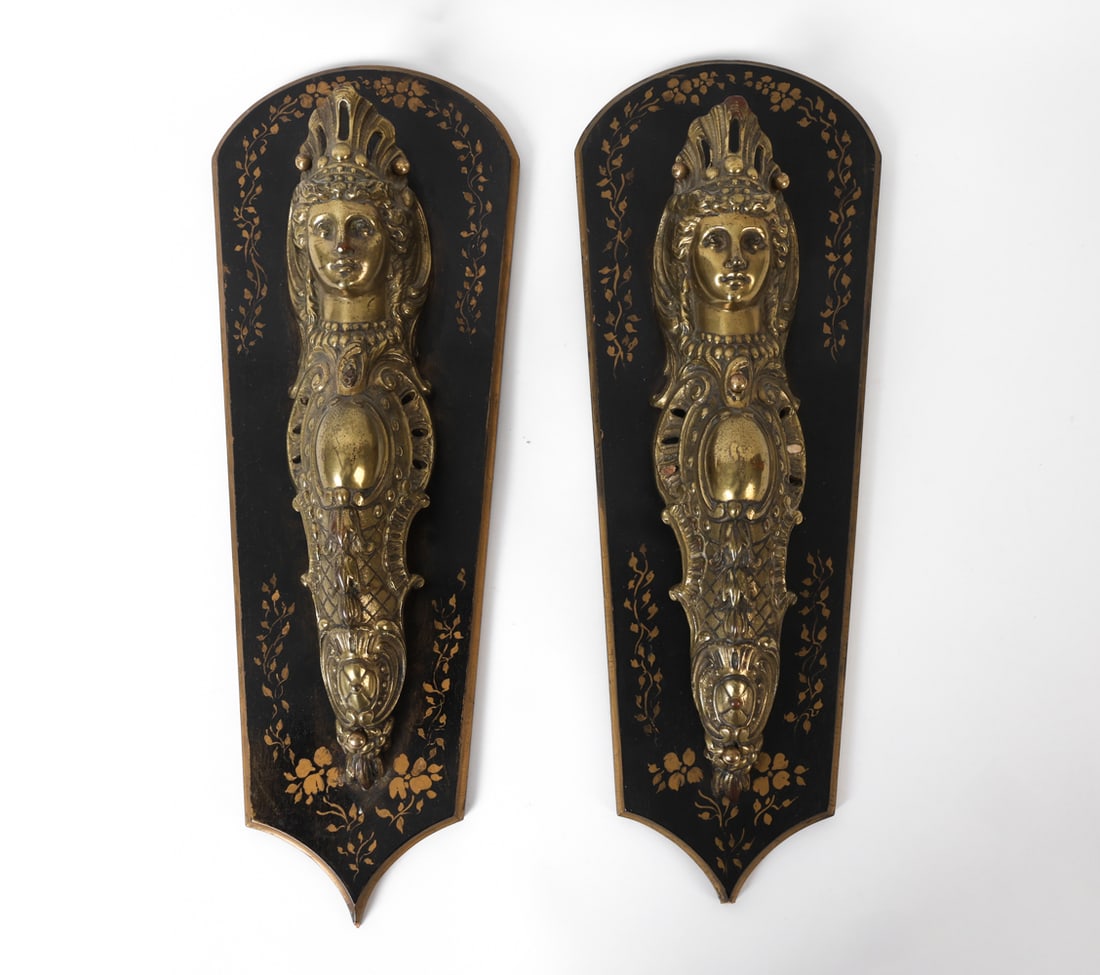 (2) PAIR OF FRENCH DECORATIVE BRASS ORMOLU (1 of 11)