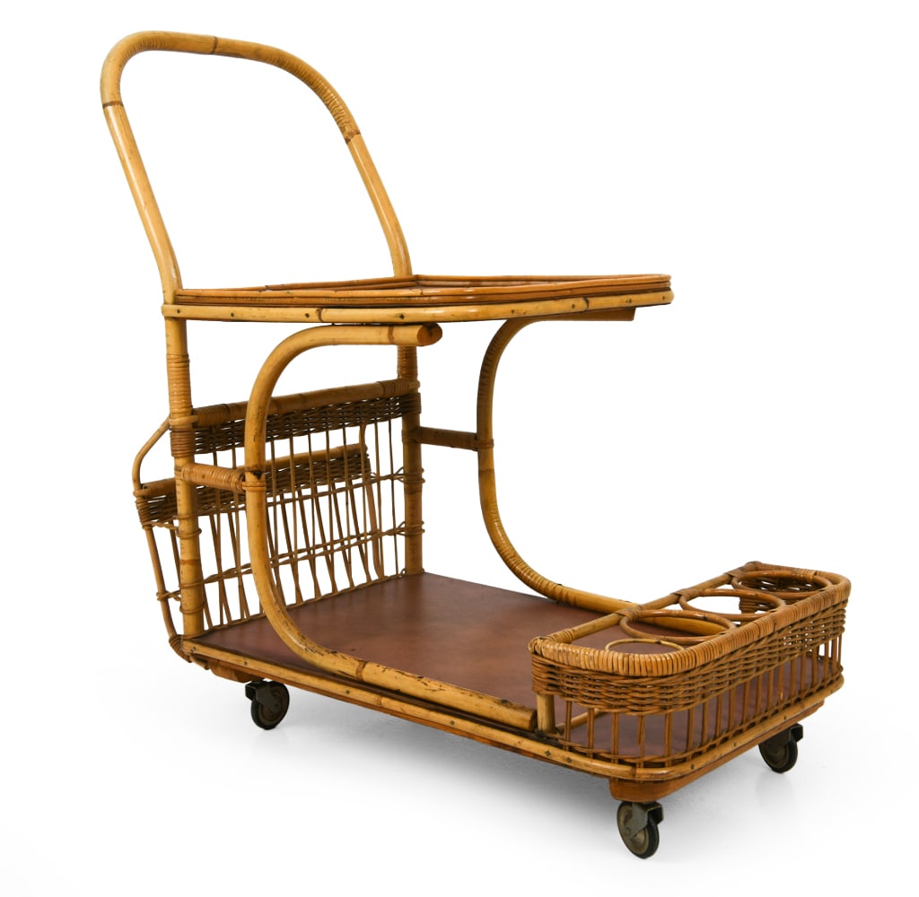 SCANDINAVIAN BAMBOO TWO-TIER BAR CART 1960S (1 of 14)