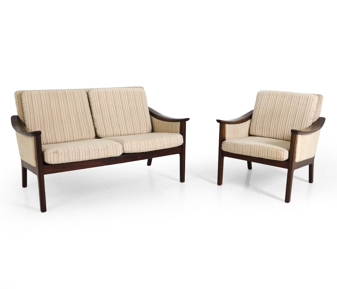 STYLE OF OLE WANSCHER MAHOGANY SOFA SUITE C. 1960S (1 of 16)