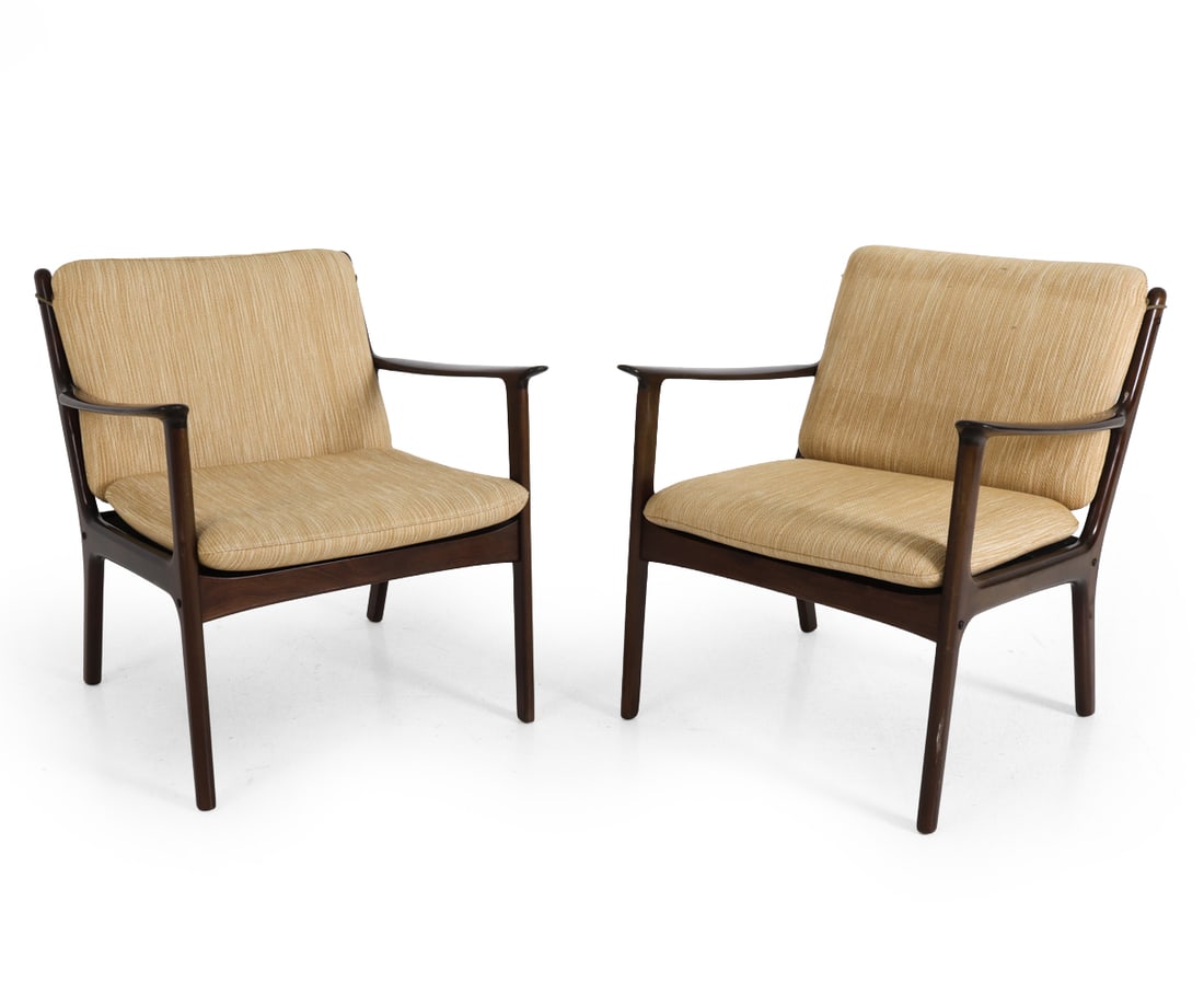 PAIR OLE WANSCHER MAHOGANY PJ112 LOUNGE CHAIRS (1 of 15)