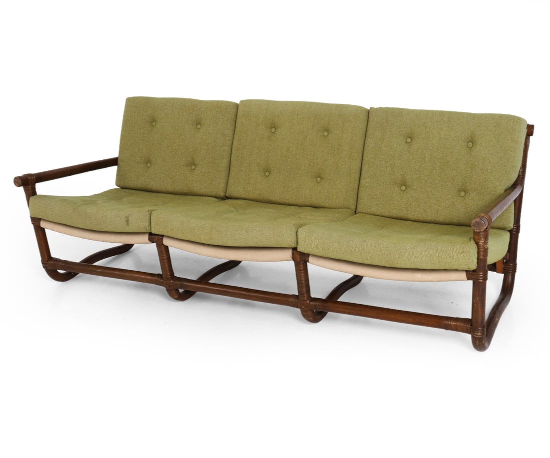 SCANDINAVIAN BAMBOO & RATTAN SOFA C. 1970S (1 of 16)