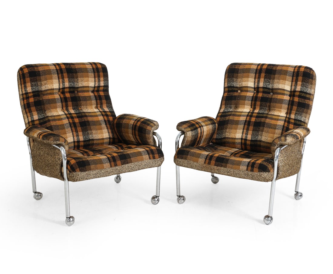 PAIR OF SCANDINAVIAN PLAID LOUNGE CHAIRS C. 1960S (1 of 15)