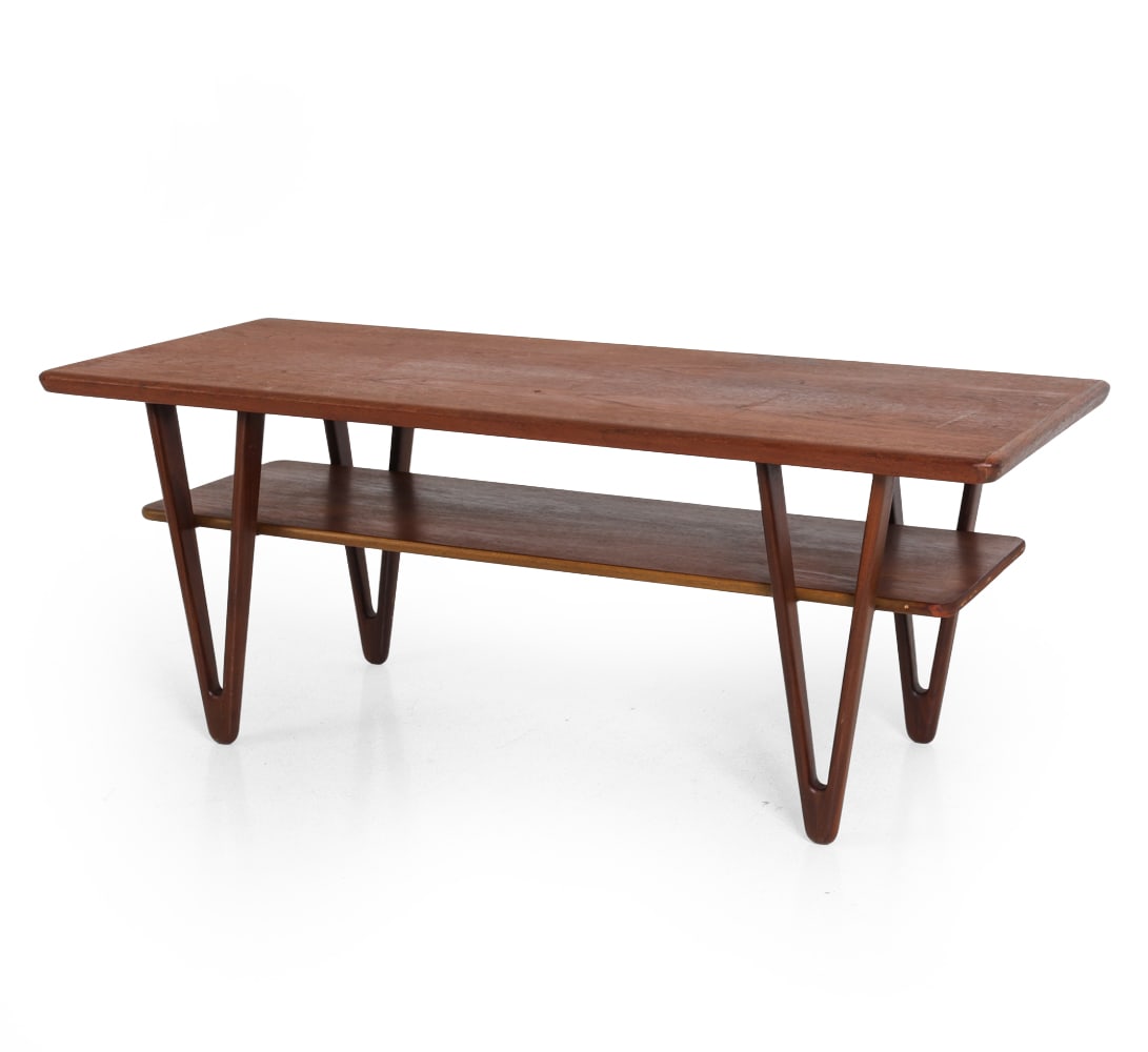 KURT OSTERVIG DANISH TEAK COFFEE TABLE C. 1960S: Apparently unmarked. Denmark, circa 1960s. Dimensions: H 20" x W 51" x D 21". Condition: Light scuffs and scratches, wear consistent with age and use. F129