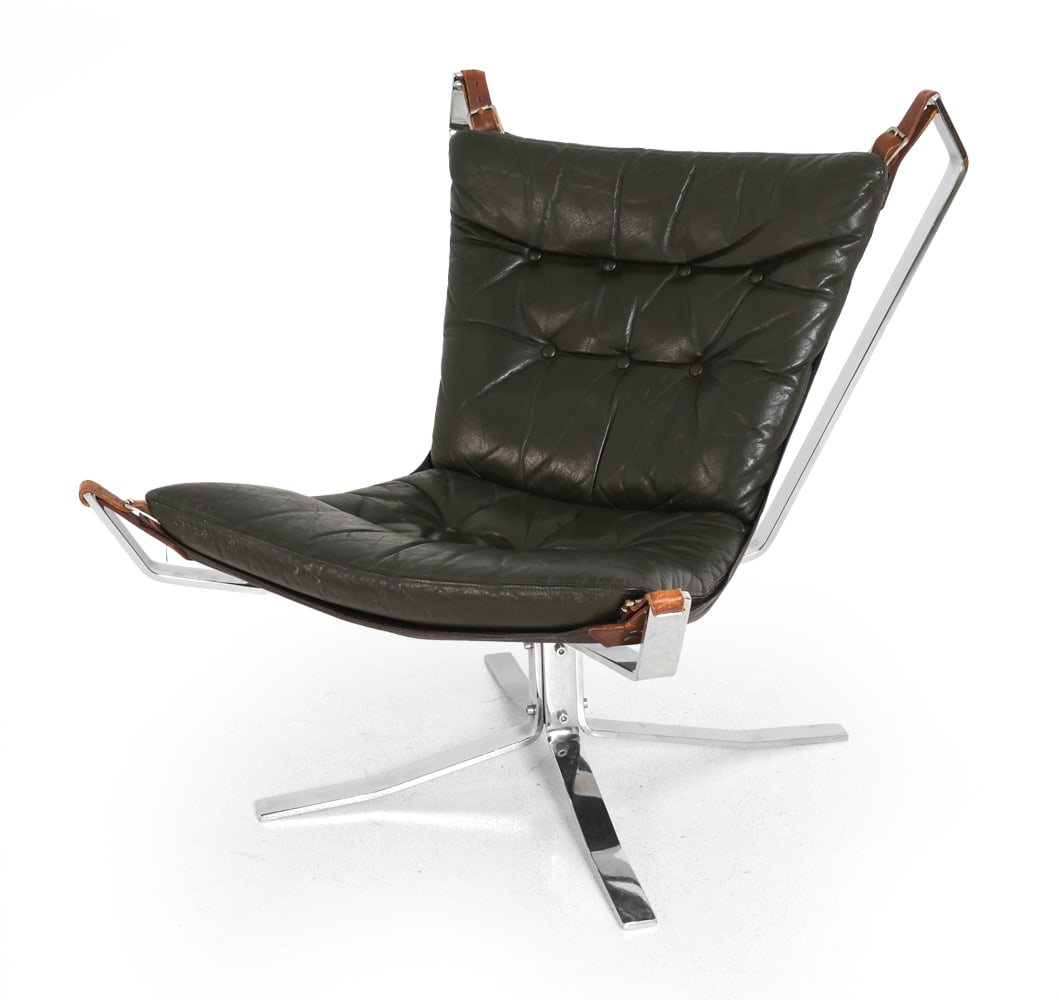 ATTR. SIGURD RESSEL CHROME & LEATHER FALCON CHAIR (1 of 15)