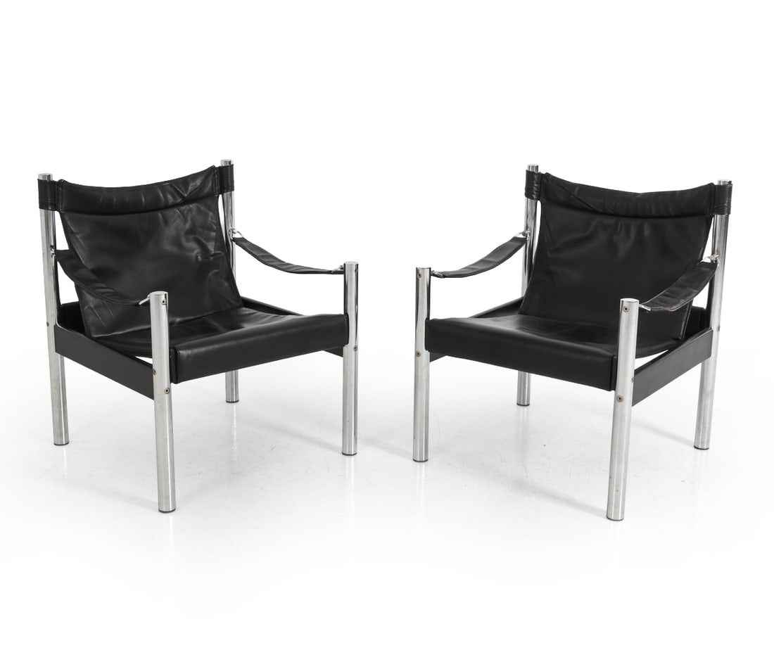 PAIR OF BORJE JOHANSON CHROME & LEATHER CHAIRS (1 of 16)