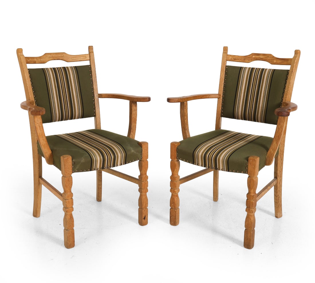 PAIR STYLE OF KJAERNULF DANISH OAK ARMCHAIRS 1970S (1 of 16)