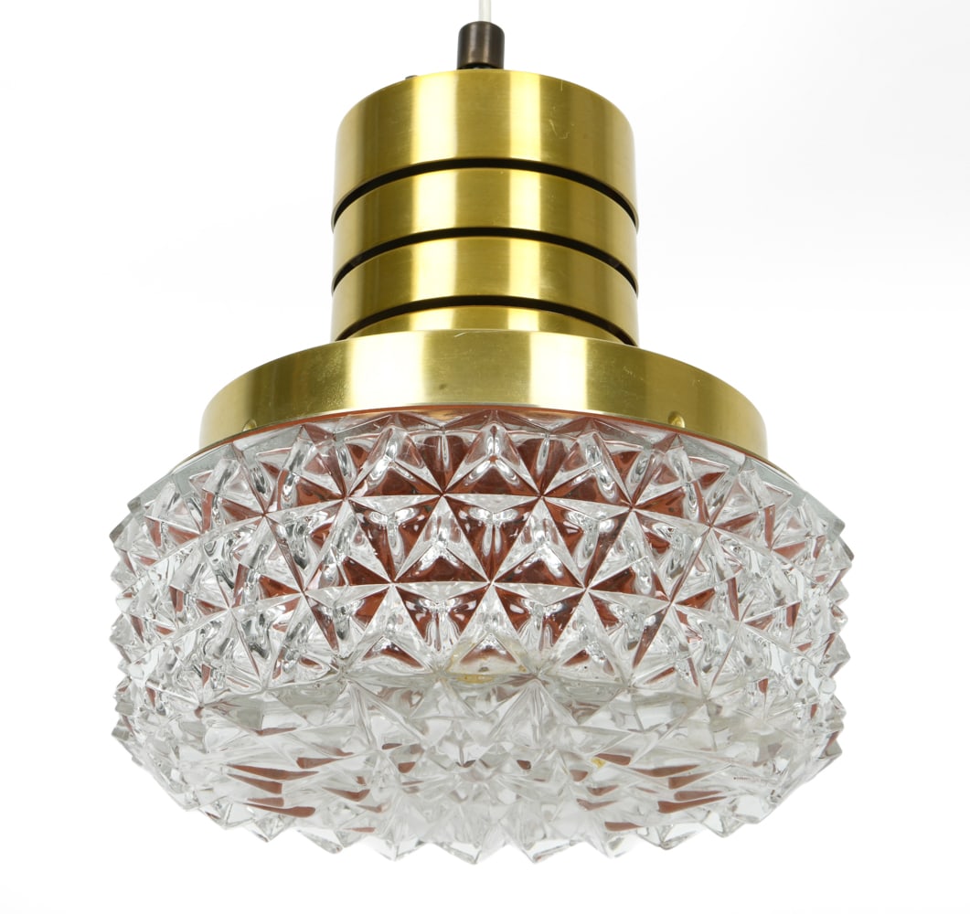HELENA TYNELL STYLE BRASS & GLASS PENDANT LIGHT (1 of 9)