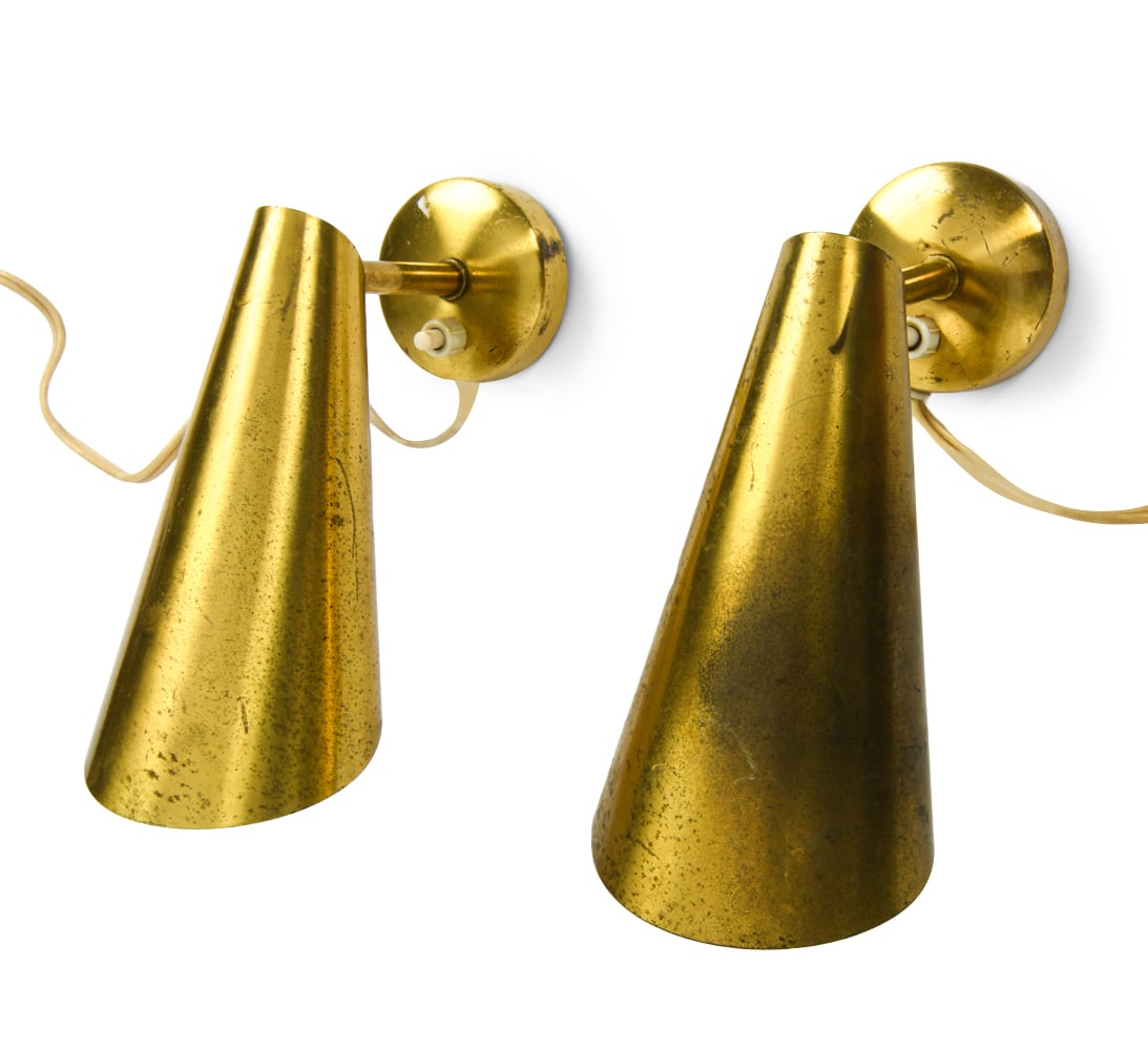 PAIR OF SCANDINAVIAN BRASS WALL SCONCES 1960S (1 of 9)