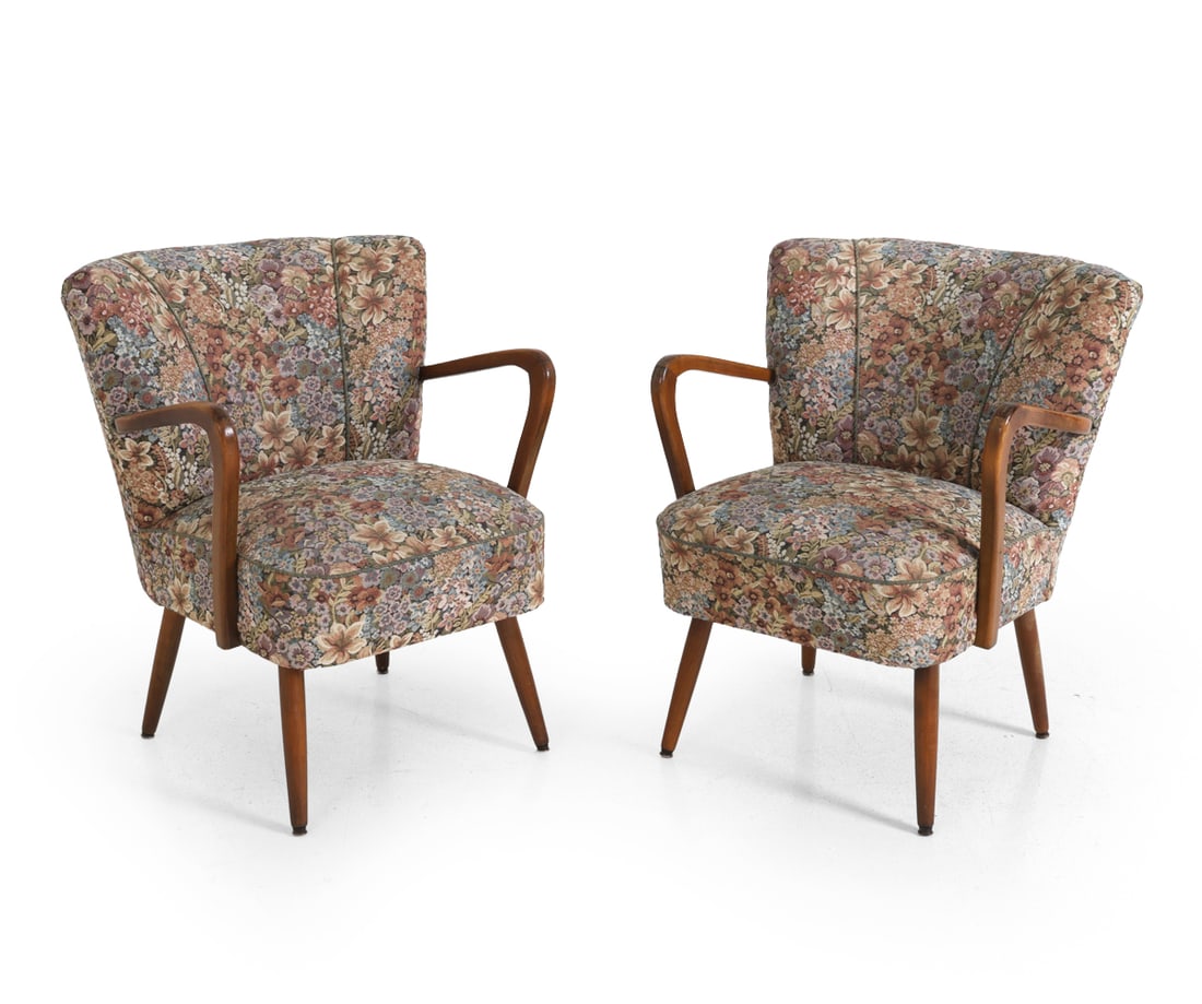 PAIR DECO STYLE SCANDINAVIAN LOUNGE CHAIRS 1940S (1 of 14)