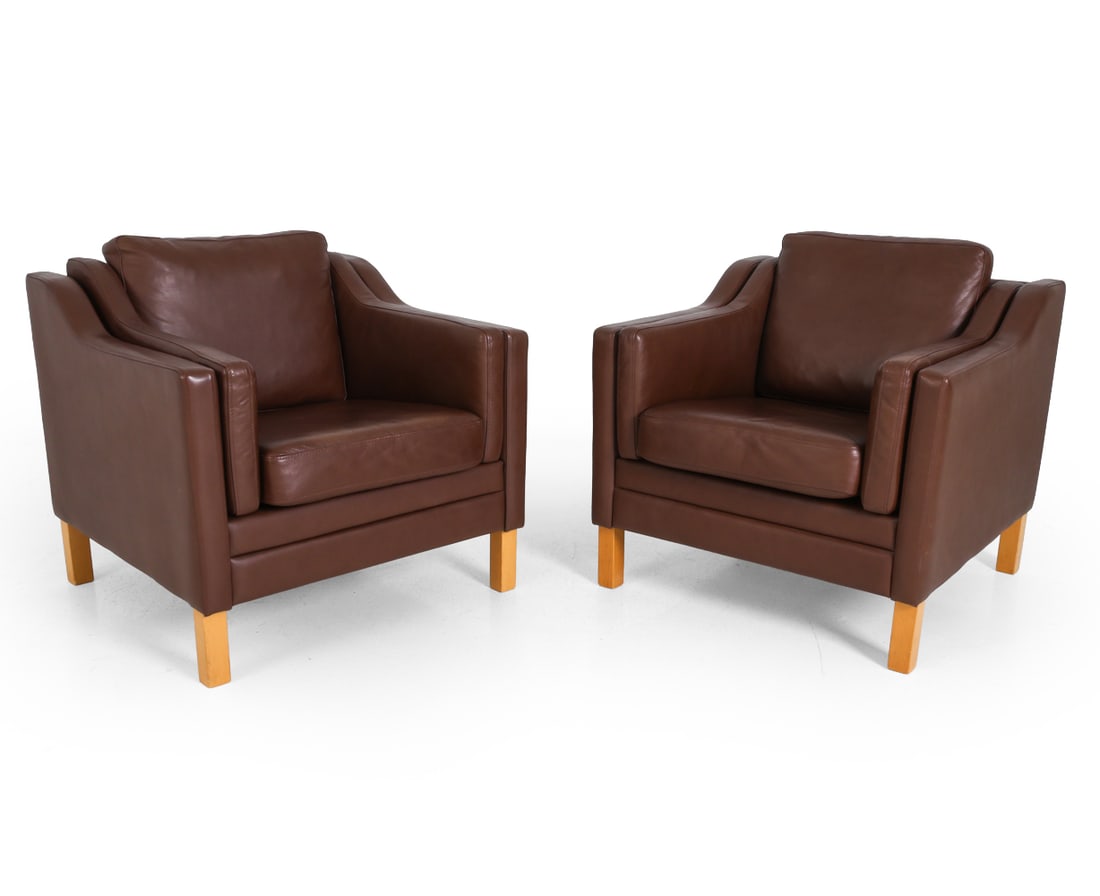 BORGE MOGENSEN STYLE DANISH LEATHER LOUNGE CHAIRS (1 of 14)