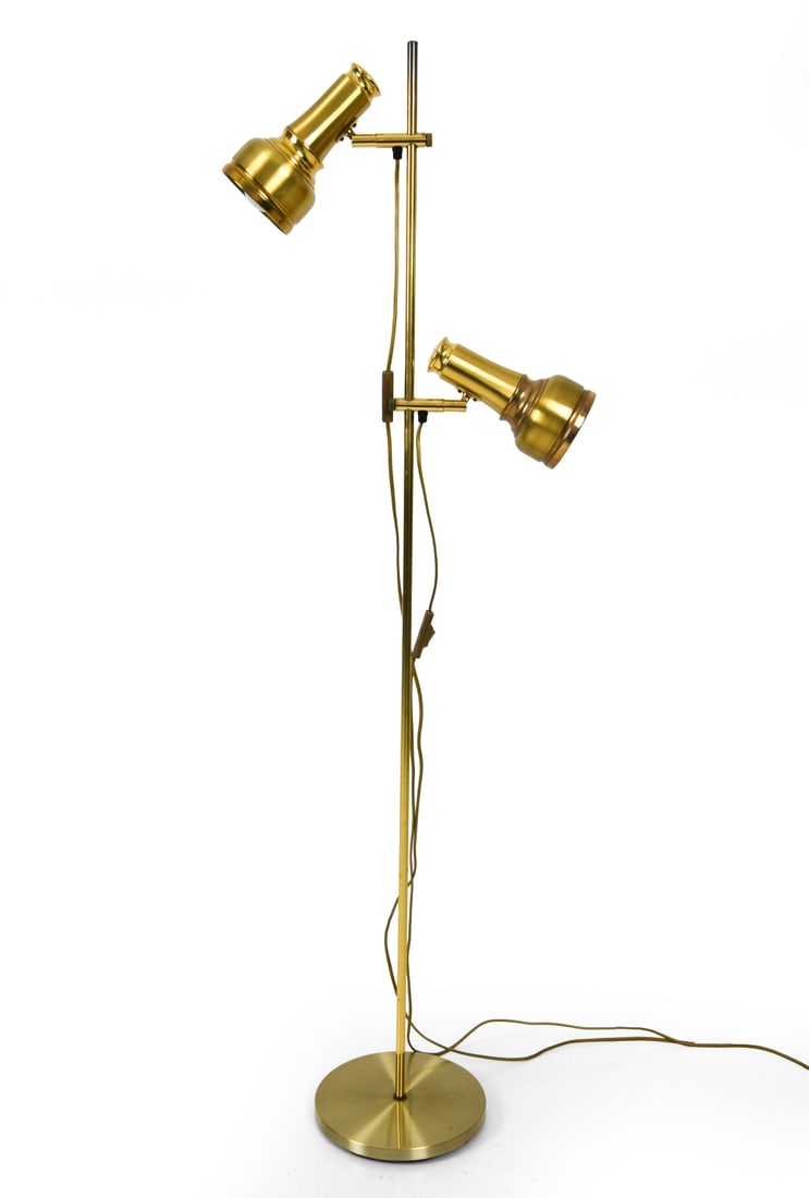 DANISH BRASS ADJUSTABLE FLOOR LAMP (1 of 10)