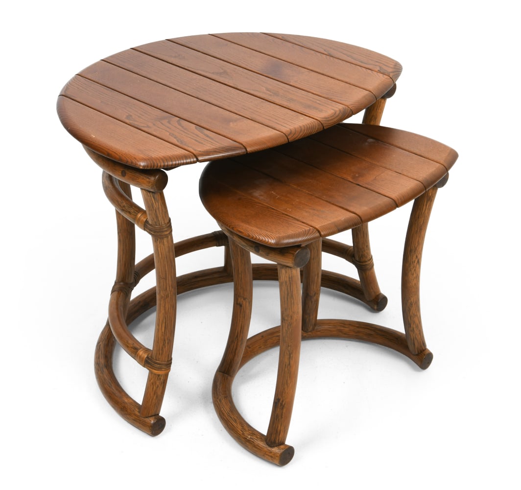 SCANDINAVIAN BAMBOO AND OAK NESTING SIDE TABLES (1 of 17)
