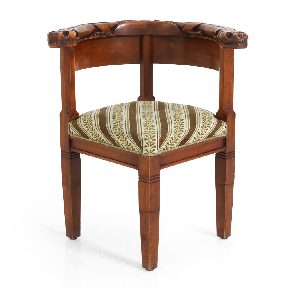 CARVED MAHOGANY REPTILE CORNER CHAIR (1 of 15)