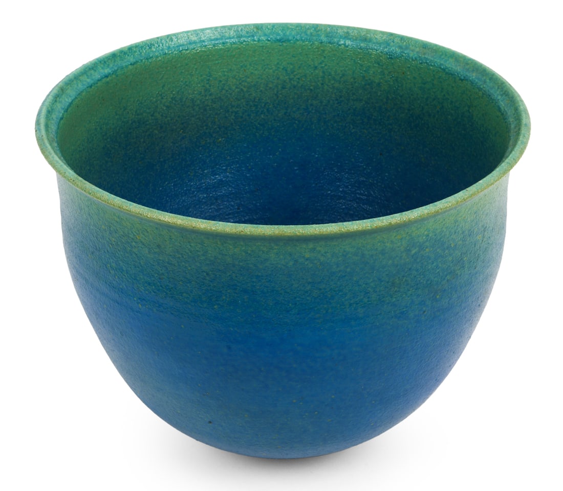 MICHAEL BREUM DANISH CERAMIC VASE: Signed underneath, dated 1990. Dimensions: H 9.25" x Dia. 12". Condition: Wear consistent with age and use.