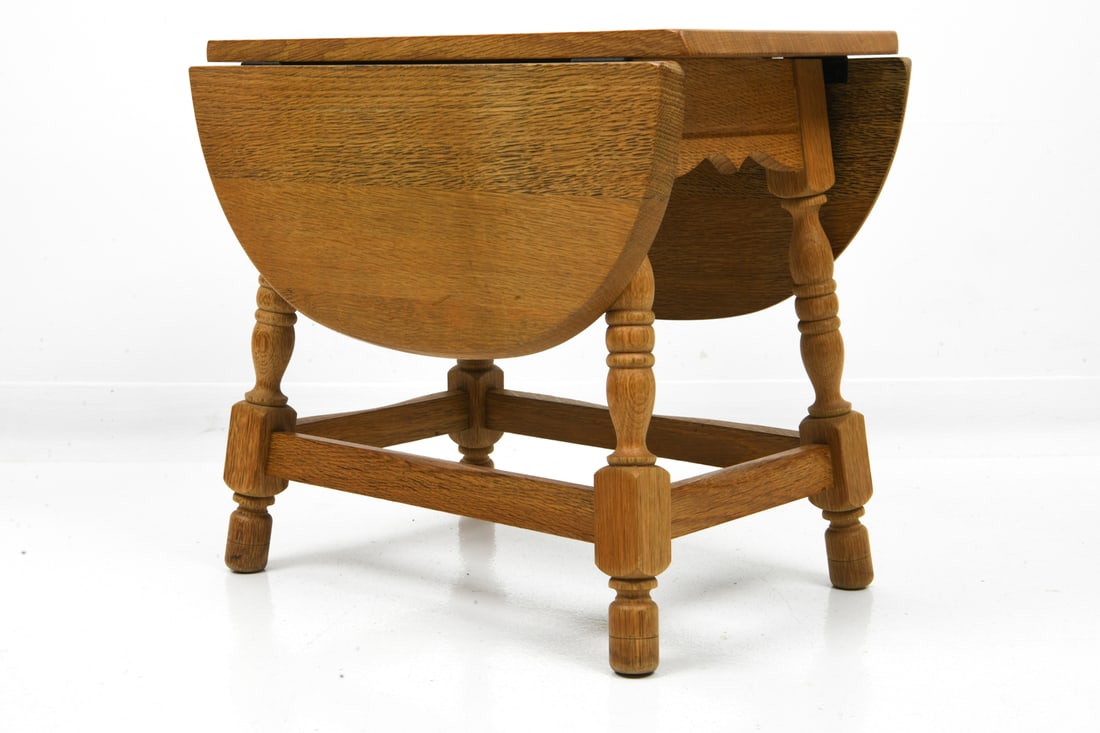 KJAERNULF STYLE DANISH OAK DROP LEAF SIDE TABLE - 10