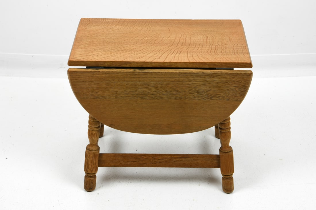 KJAERNULF STYLE DANISH OAK DROP LEAF SIDE TABLE - 11