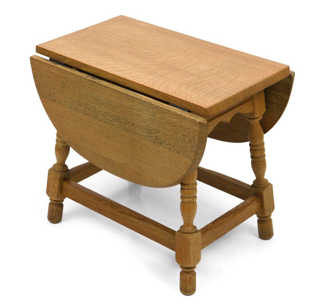 KJAERNULF STYLE DANISH OAK DROP LEAF SIDE TABLE - 2